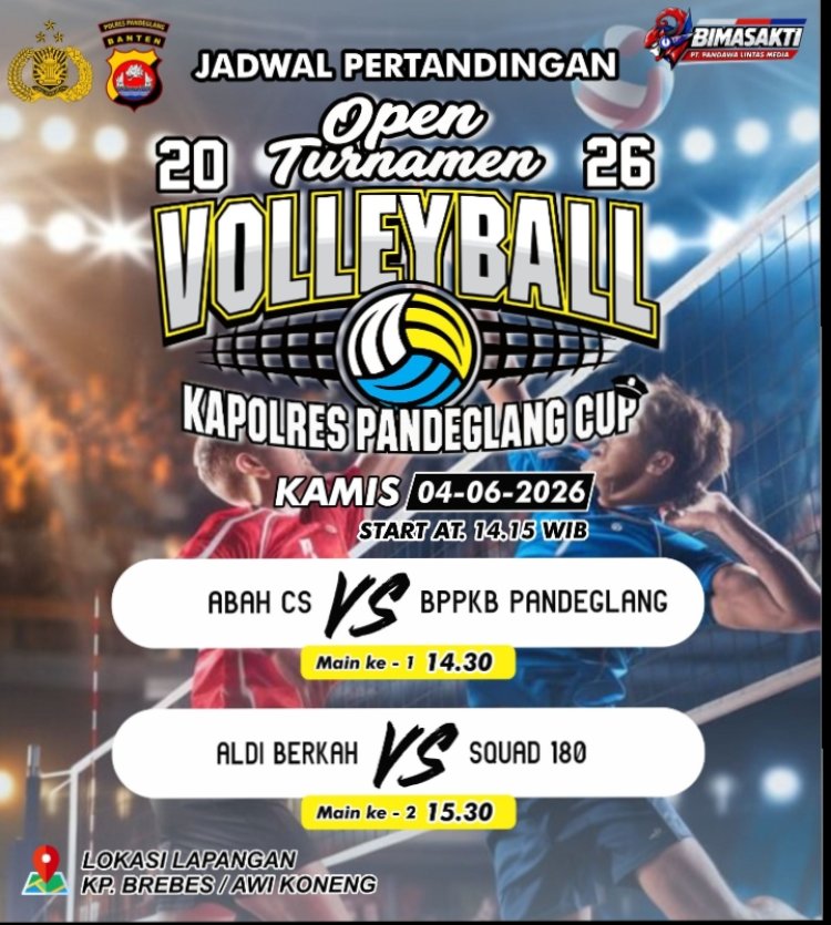 Tim Volly Ball Putra Bppkb Pandeglang, Diputaran ke 3 Raih kembali Juara dengan Sekor 3 - 1 