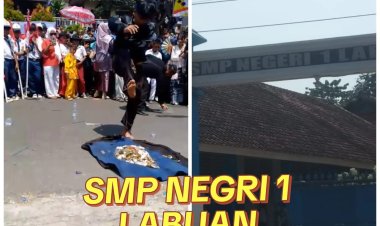 Riski Maulana salah satu siswa SMP Negeri 1 Labuan: Atraksi Debus Mandi Beling Meriahkan Peringatan 17 Agustus, Upaya P